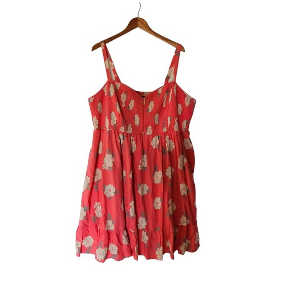Torrid Coral Peach Floral Mini Challis Smocked Skater Dress Plus Size 4X - Picture 3 of 15